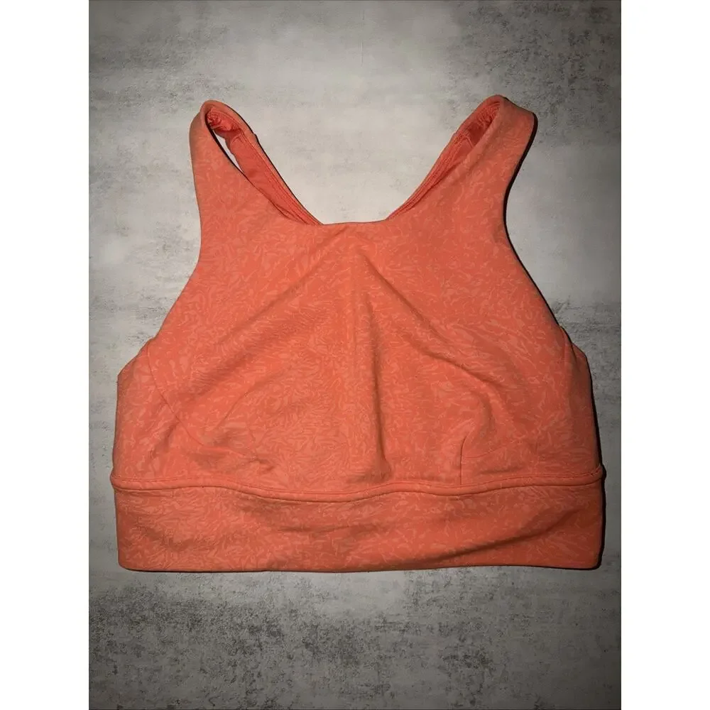 Lululemon Wunder Train Long-Line Bra‎ *Medium Support Crunch Warm Coral Size 10